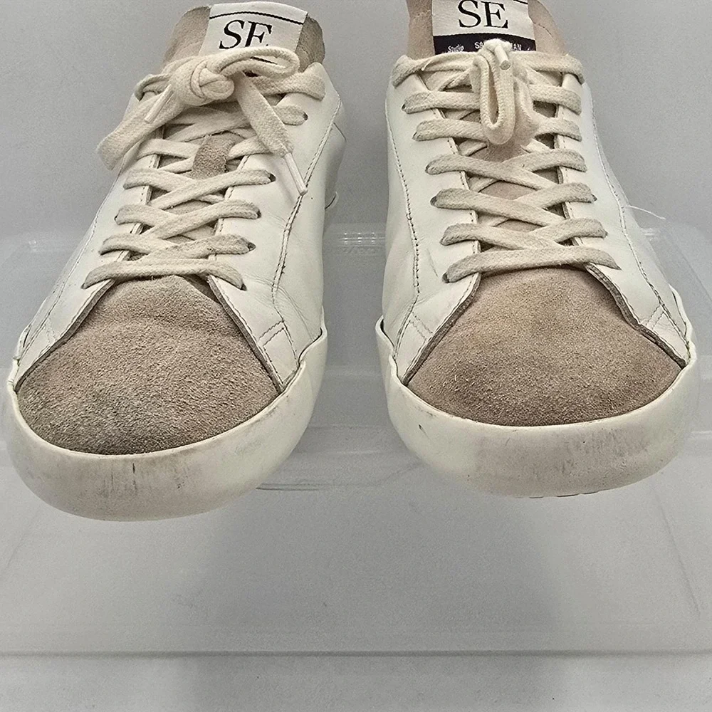 Sam Edelman Aubrie Shoes Womens Size 8 White Leather Suede Low Top Sneakers